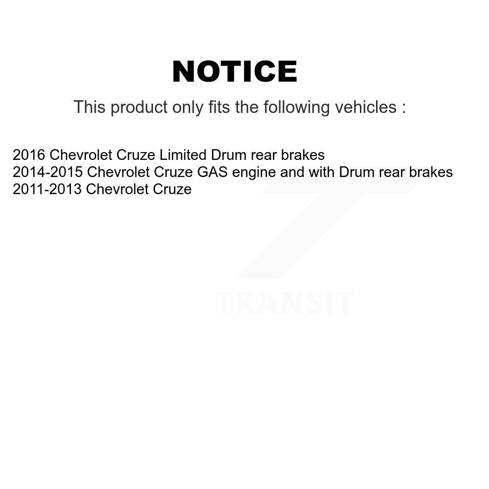 Front Rear Brake Rotors Ceramic Pad & Drum Kit (7Pc) For Chevrolet Cruze Limited