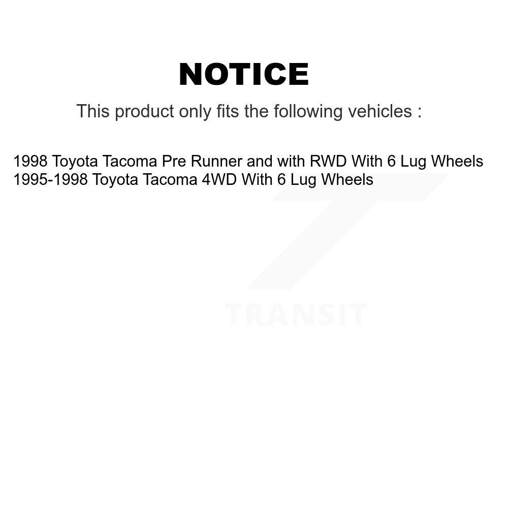 Front Rear Disc Brake Rotors Ceramic Pads And Drum Kit (7Pc) For Toyota Tacoma