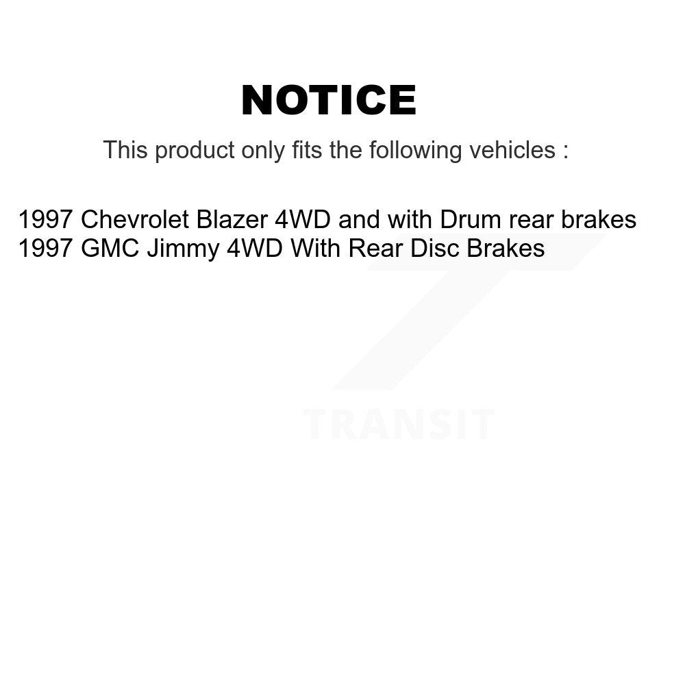Front Rear Brake Rotors Ceramic Pad Drum Kit For 1997 Chevrolet Blazer GMC Jimmy