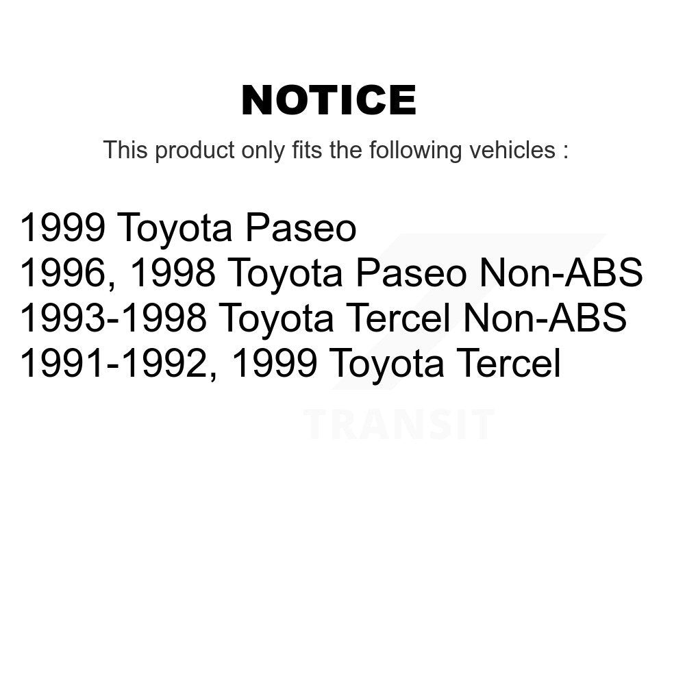 Front Rear Disc Brake Rotors Ceramic Pads And Drum Kit For Toyota Tercel Paseo