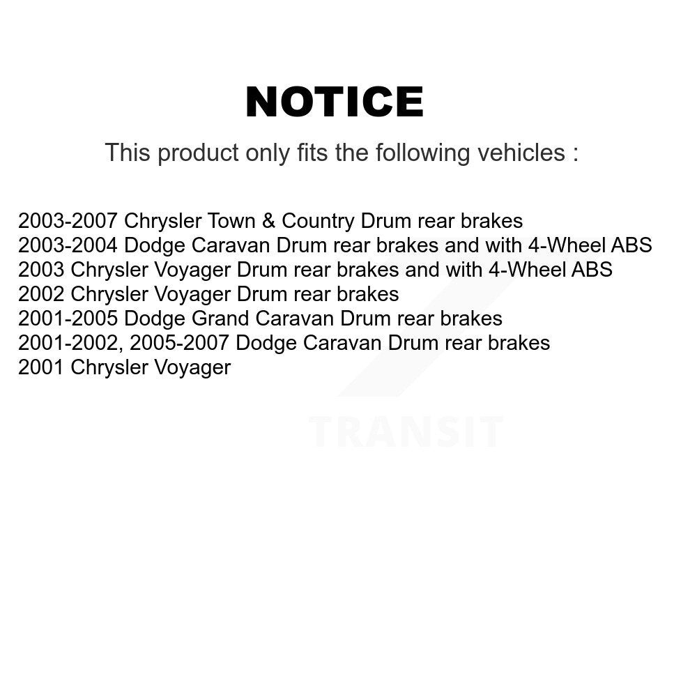 Front Rear Brake Rotor Ceramic Pad Drum Kit (9Pc) For Dodge Caravan Grand Town &