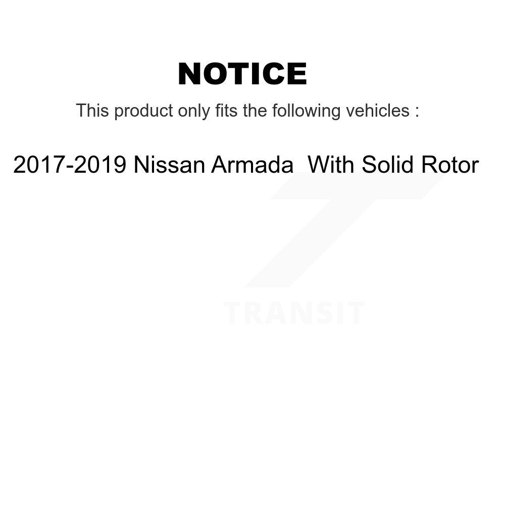 Rear Brake Rotors & Ceramic Pad Kit For 2017-2019 Nissan Armada With Solid Rotor