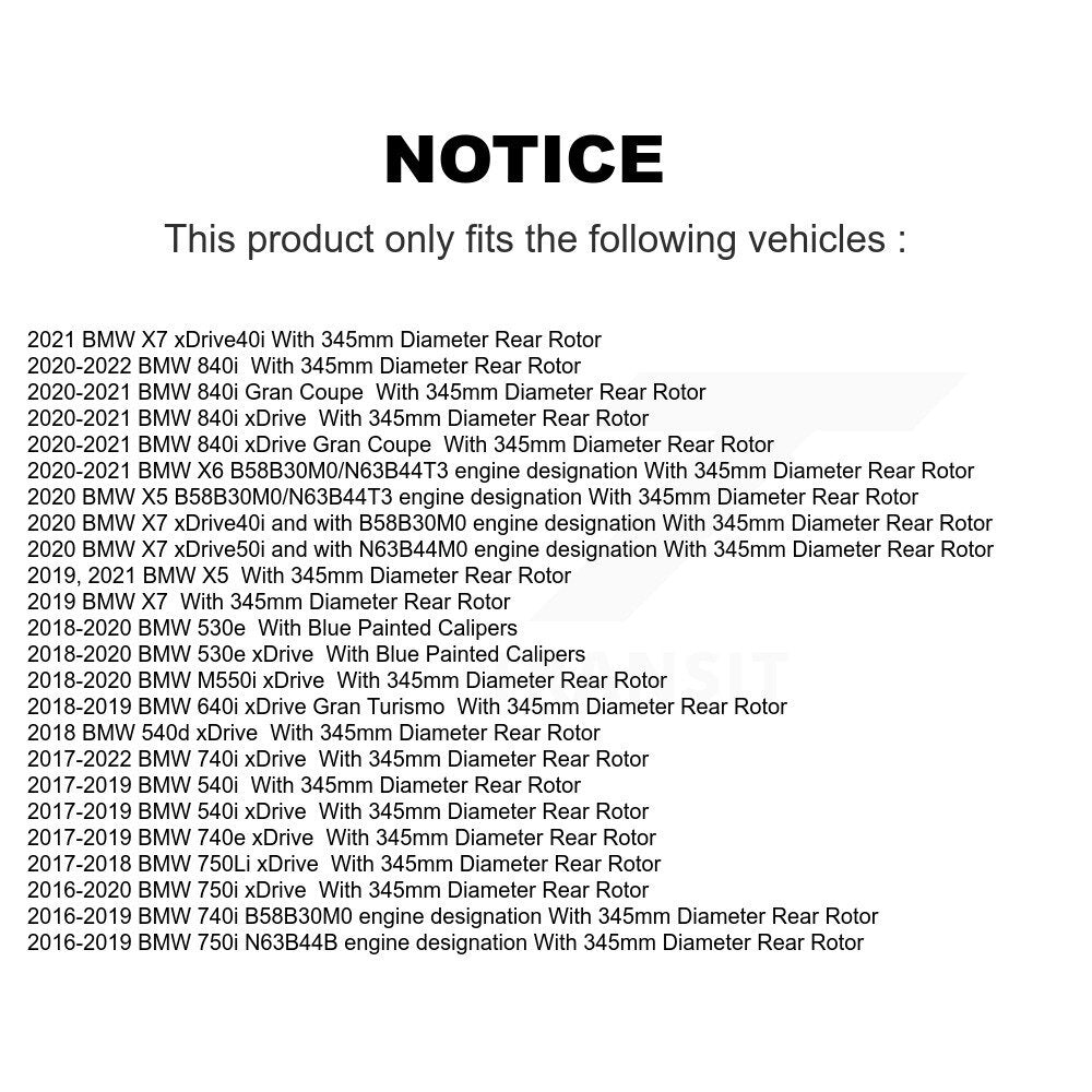 Rear Brake Rotors & Ceramic Pad Kit For BMW X5 X7 540i xDrive X6 750i M550i 530e