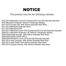 Charger l&#39;image dans la galerie, Rear Disc Rotors Ceramic Pads Parking Shoes Kit For Mitsubishi Jeep Chrysler 200