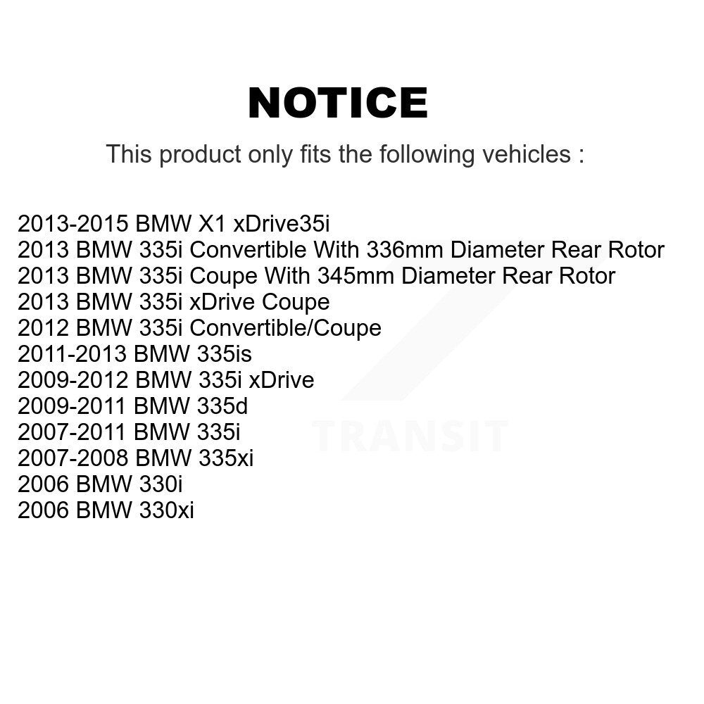 Rear Disc Rotors Ceramic Pads And Parking Shoes Kit For BMW X1 335i xDrive 335xi