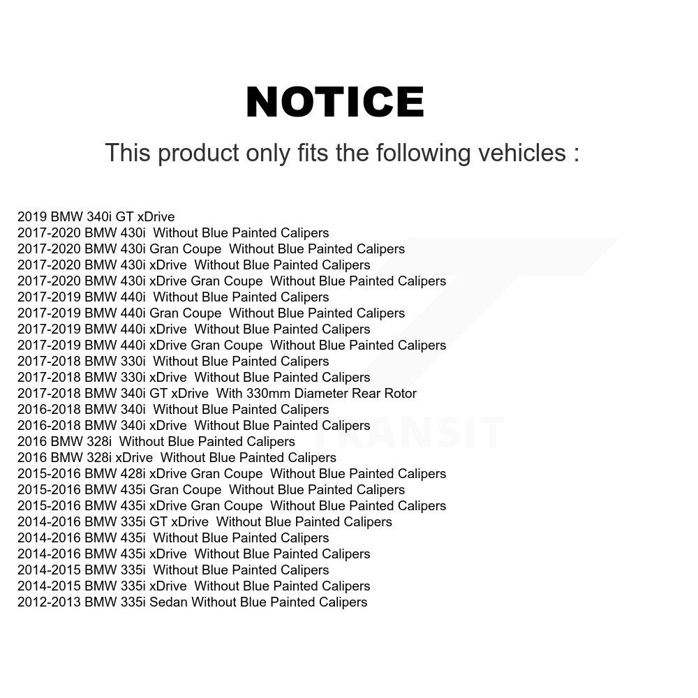 Rear Disc Rotors Ceramic Pads Parking Shoes Hardware Kit For BMW 330i xDrive GT