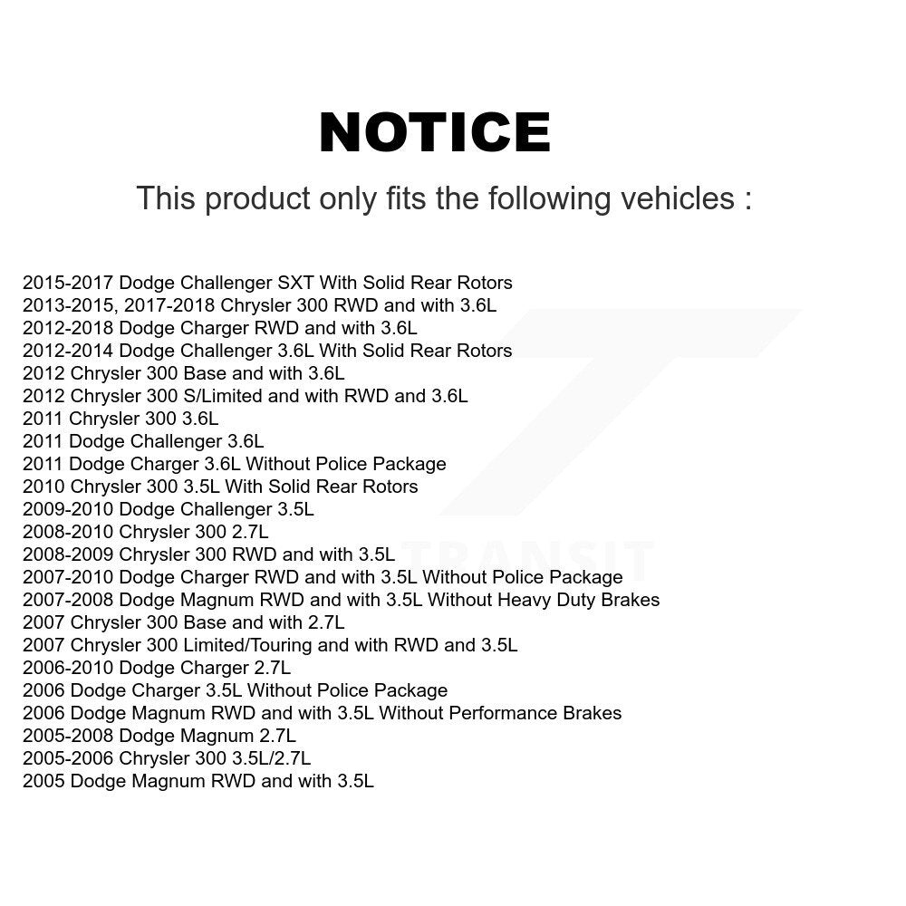 Rear Disc Rotors Ceramic Pads Parking Shoes Hardware Kit For Dodge Chrysler 300