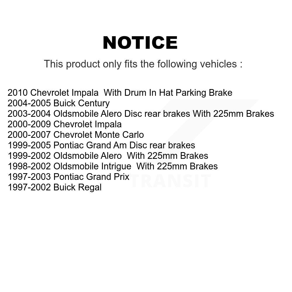 Rear Disc Rotors Ceramic Pads Parking Shoes Hardware Kit For Chevrolet Impala Am