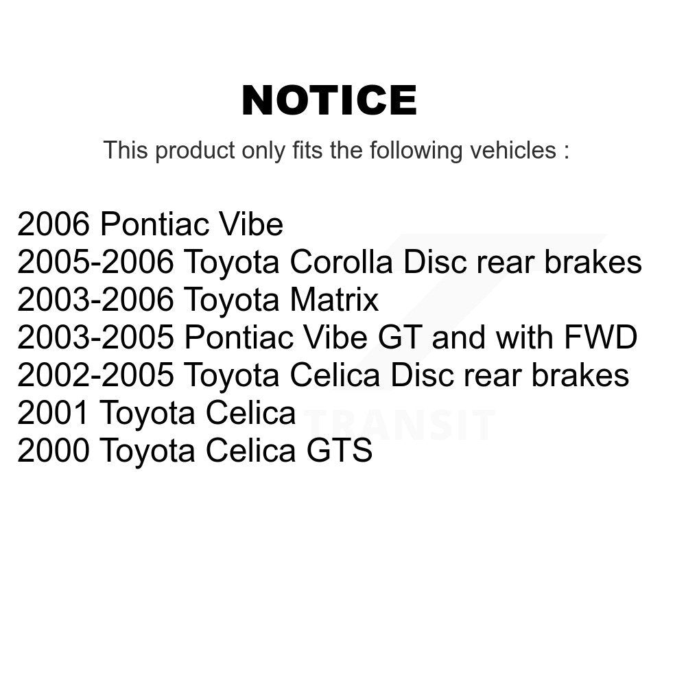 Rear Disc Rotors Ceramic Pads Parking Shoes Hardware Kit For Toyota Corolla Vibe