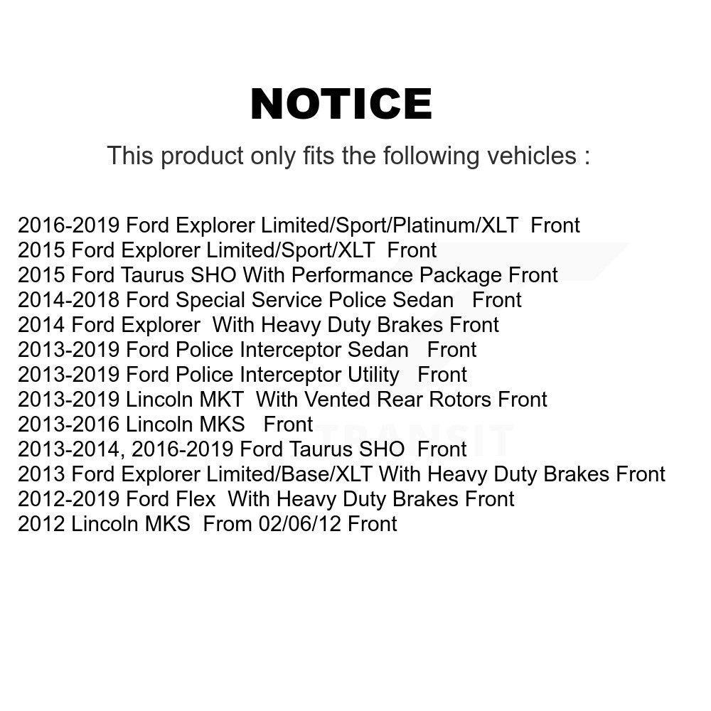 Front Brake Rotor & Ceramic Pad Kit For Ford Explorer Taurus Flex Police Utility