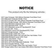Load image into Gallery viewer, Front Brake Rotor Ceramic Pad Kit For Jeep Dodge Patriot Mitsubishi Chrysler 200