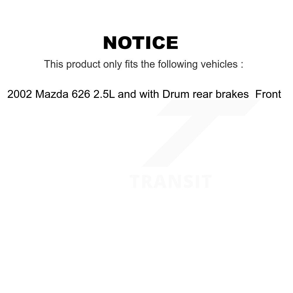 Front Brake Rotors Ceramic Pad Kit For 2002 Mazda 626 2.5L with Drum rear brakes
