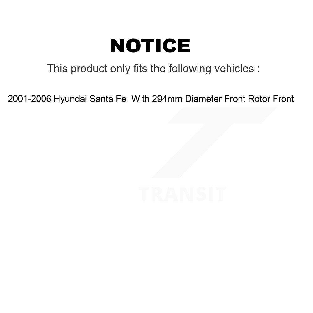 Front Brake Rotor Ceramic Pad Kit For Hyundai Santa Fe With 294mm Diameter