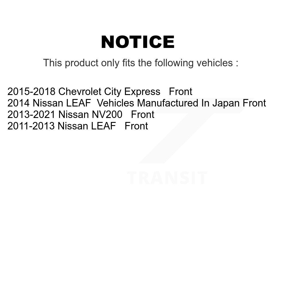 Front Brake Rotor & Ceramic Pad Kit For Nissan NV200 LEAF Chevrolet City Express
