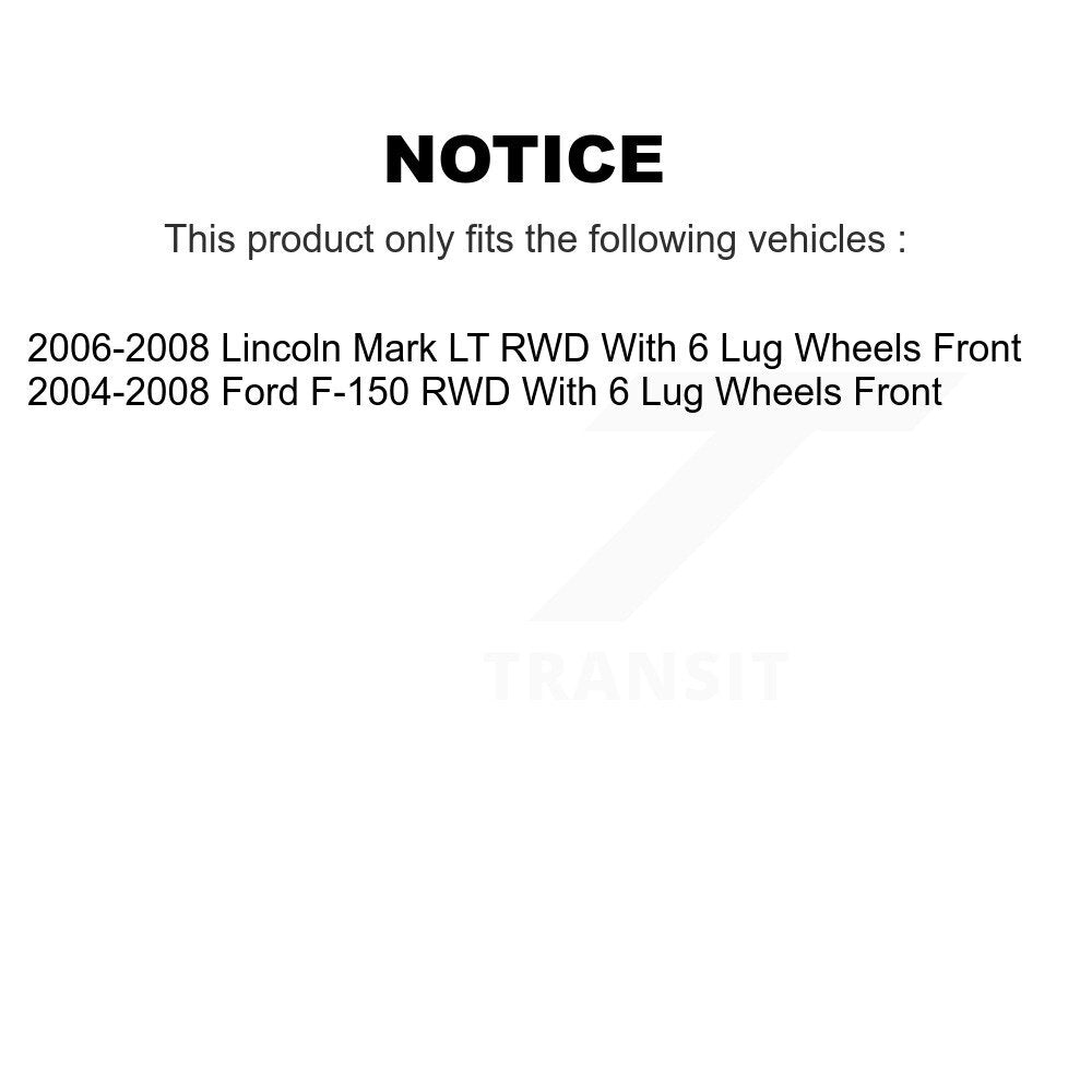 Front Disc Brake Rotors Hub & Ceramic Pad Kit For Ford F-150 Lincoln Mark LT RWD