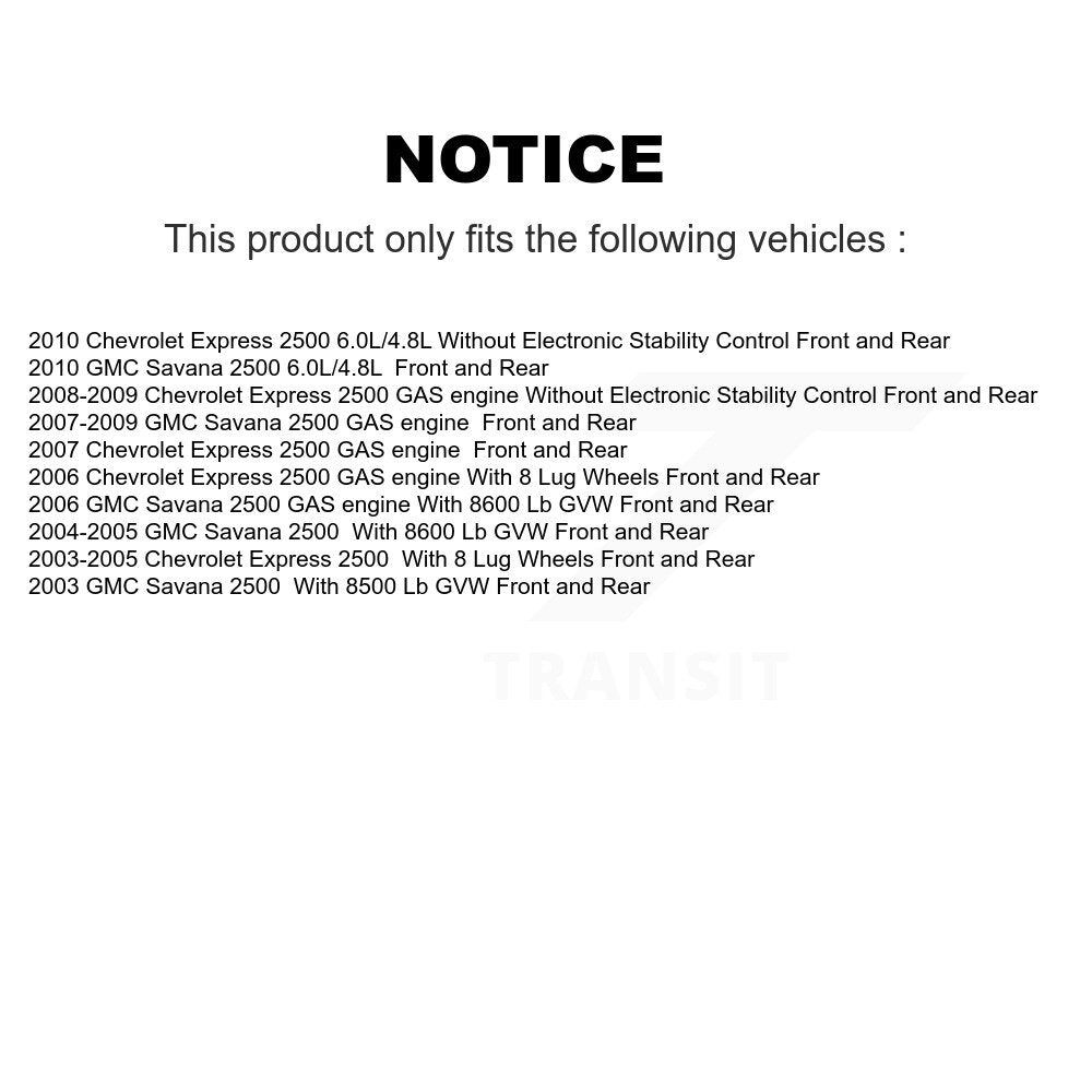 Front Rear Brake Rotor And Ceramic Pad Kit For Chevrolet Express 2500 GMC Savana