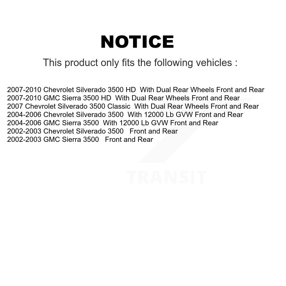 Front Rear Disc Brake Rotors Ceramic Pad Kit For Chevrolet Silverado 3500 HD GMC