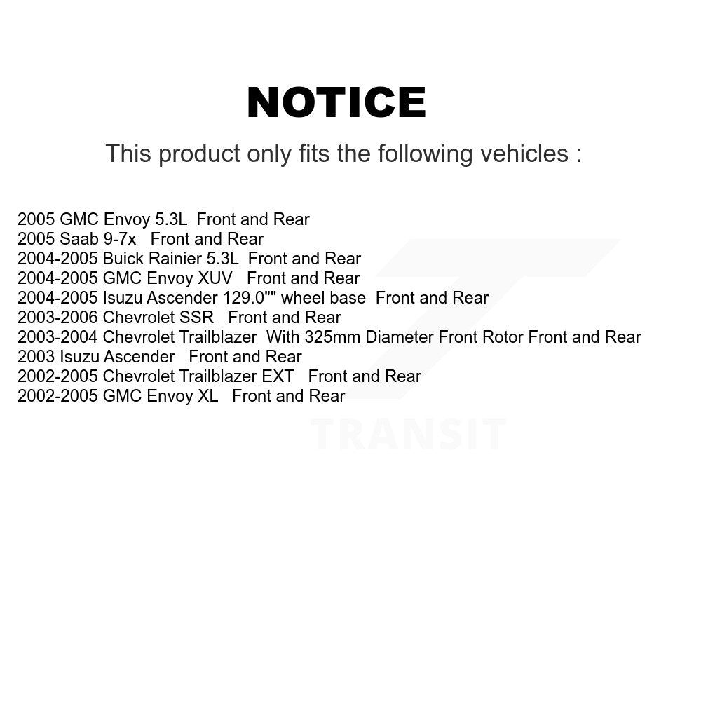 Front Rear Brake Rotor & Ceramic Pad Kit For Chevrolet Trailblazer GMC EXT Envoy