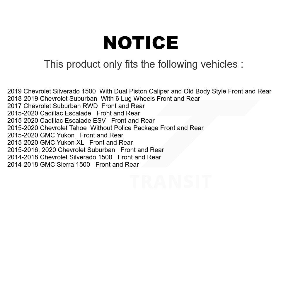 Front Rear Brake Rotor & Ceramic Pad Kit For Chevrolet Silverado 1500 GMC Sierra