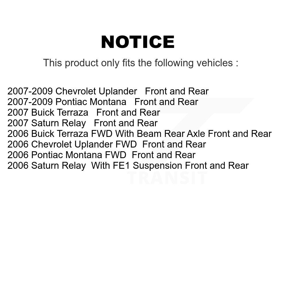 Front Rear Disc Brake Rotor Ceramic Pad Kit For Chevrolet Uplander Buick Terraza