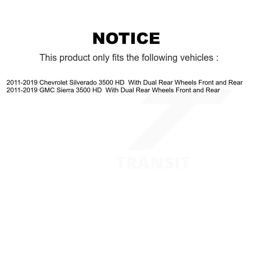 Front Rear Disc Brake Rotors Ceramic Pad Kit For Chevrolet Silverado 3500 HD GMC