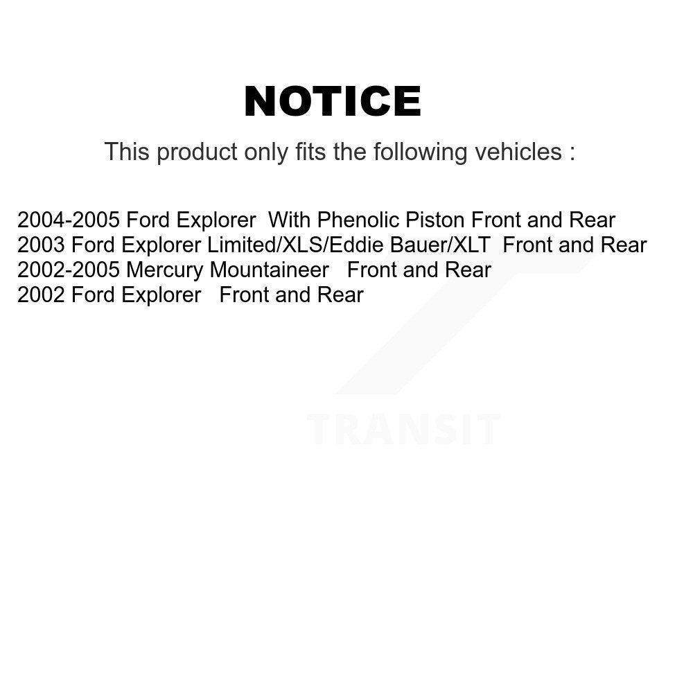 Front Rear Brake Rotor And Ceramic Pad Kit For Ford Explorer Mercury Mountaineer