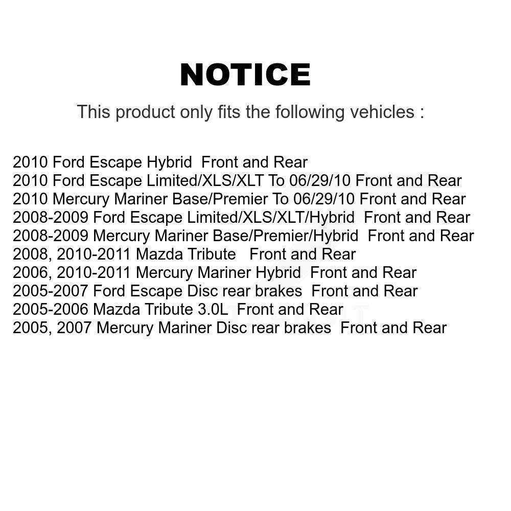 Front Rear Brake Rotor And Ceramic Pad Kit For Ford Escape Mercury Mariner Mazda
