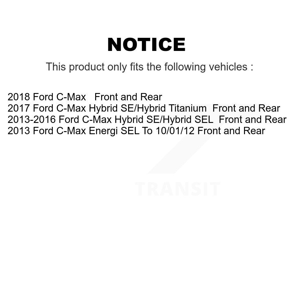 Kit de rotors de frein à disque avant et arrière et plaquettes en céramique pour Ford C-Max 