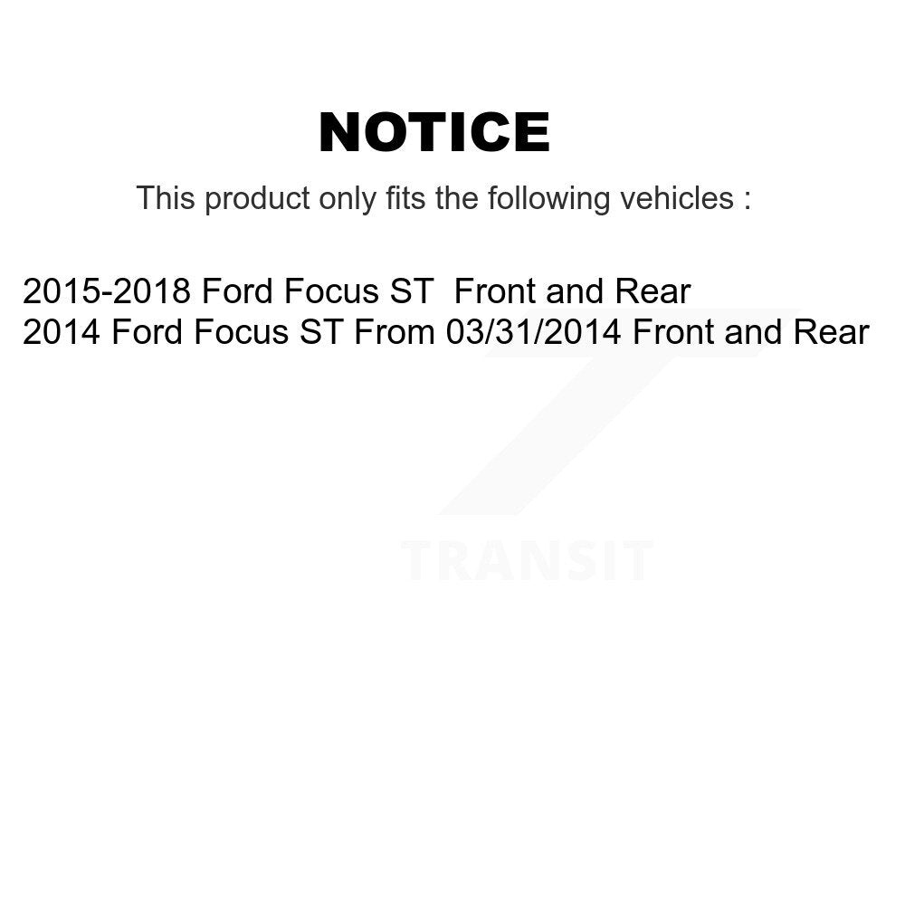 Kit de rotors de frein à disque avant et arrière et plaquettes en céramique pour Ford Focus ST 