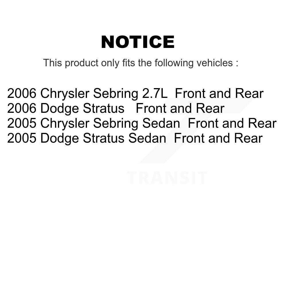 Front Rear Disc Brake Rotor & Ceramic Pad Kit For Chrysler Sebring Dodge Stratus