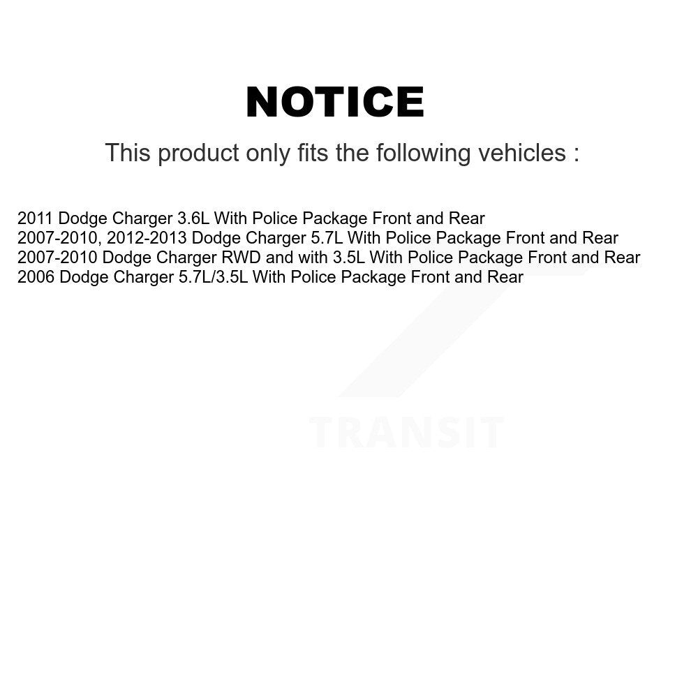 Front Rear Brake Rotor And Ceramic Pad Kit For Dodge Charger With Police Package