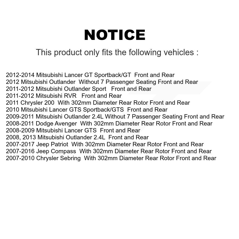 Front Rear Brake Rotor & Ceramic Pad Kit For Jeep Patriot Compass Chrysler Dodge