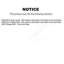 Load image into Gallery viewer, Front Rear Disc Brake Rotors And Ceramic Pads Kit For Jeep Liberty Dodge Nitro