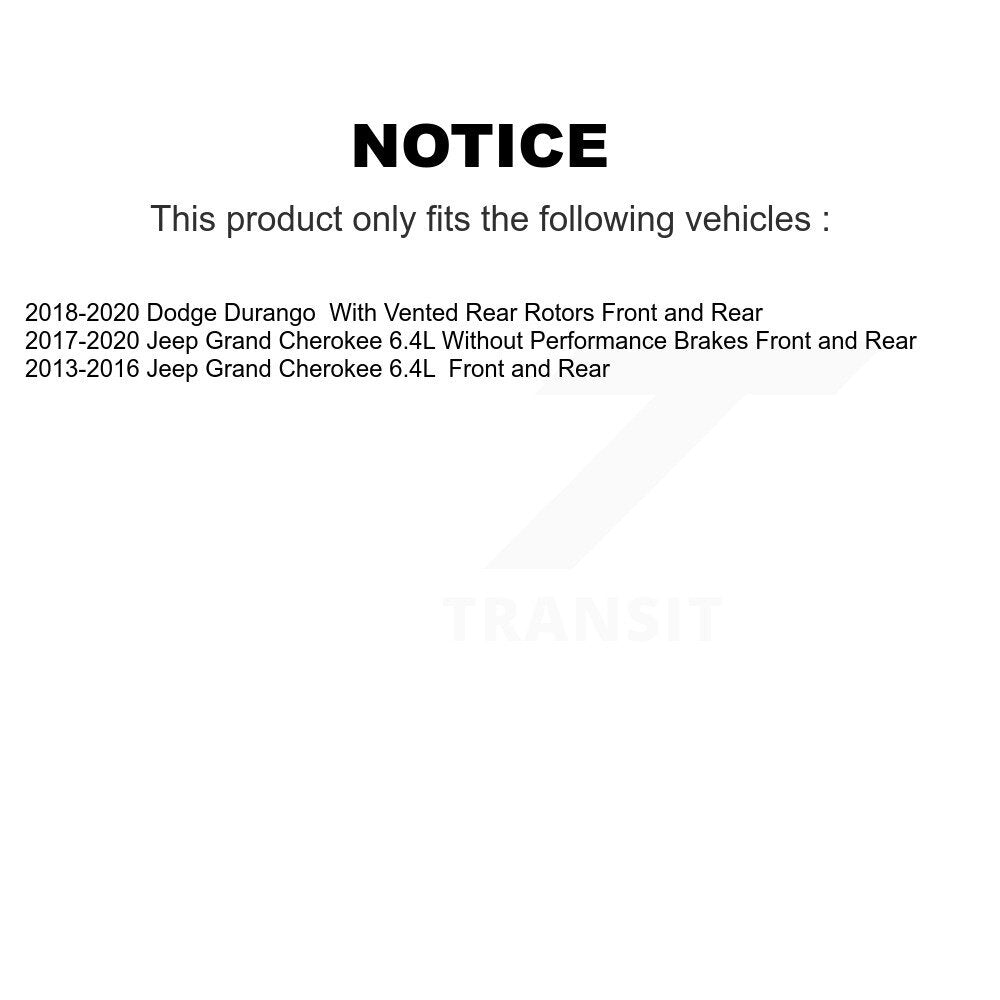 Front Rear Brake Rotor And Ceramic Pad Kit For Jeep Grand Cherokee Dodge Durango