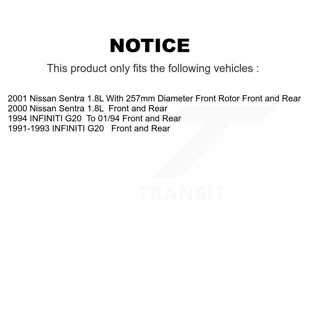 Front Rear Brake Rotor & Ceramic Pad Kit For Nissan Sentra Infiniti G20 INFINITI