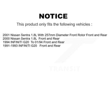 Load image into Gallery viewer, Front Rear Brake Rotor &amp; Ceramic Pad Kit For Nissan Sentra Infiniti G20 INFINITI