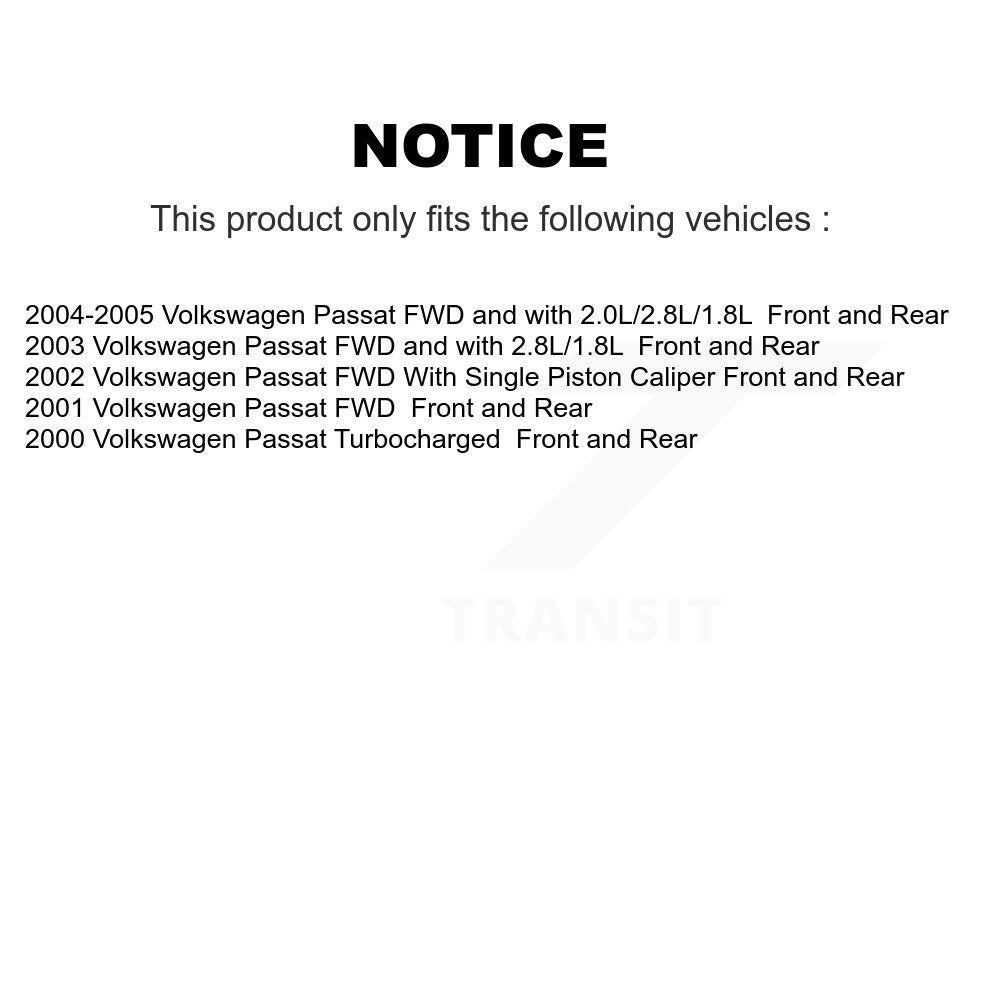 Front Rear Disc Brake Rotors And Ceramic Pads Kit For Volkswagen Passat