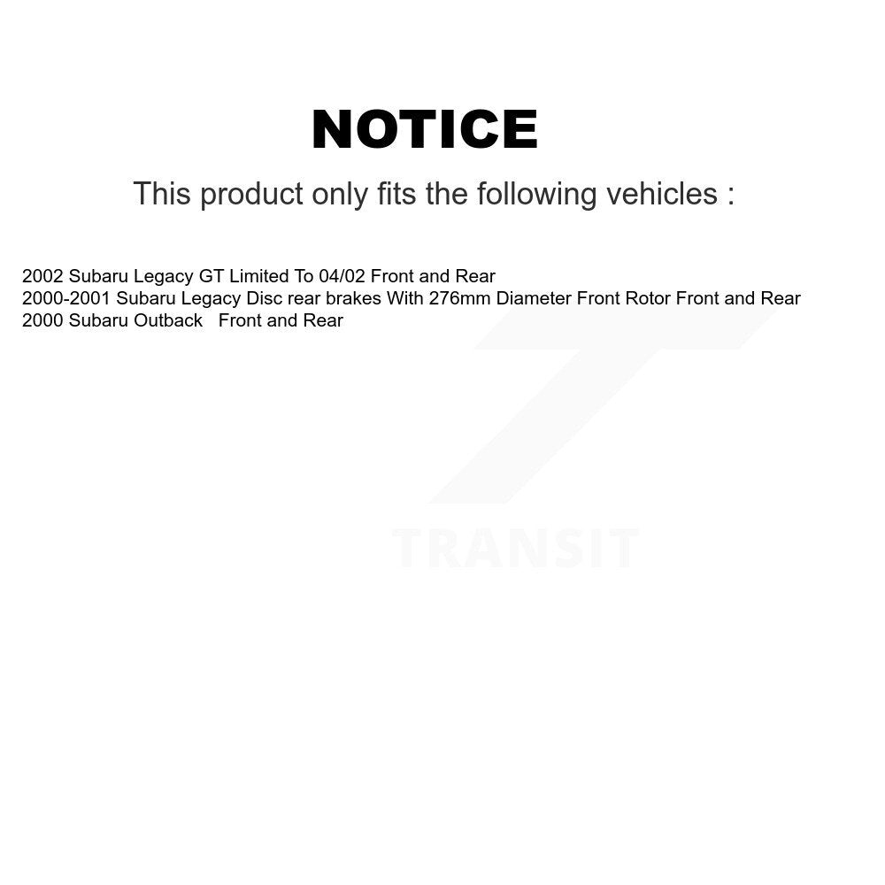 Front Rear Disc Brake Rotors And Ceramic Pads Kit For Subaru Outback Legacy