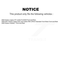 Charger l'image dans la galerie, Front Rear Disc Brake Rotors And Ceramic Pads Kit For Subaru Outback Legacy