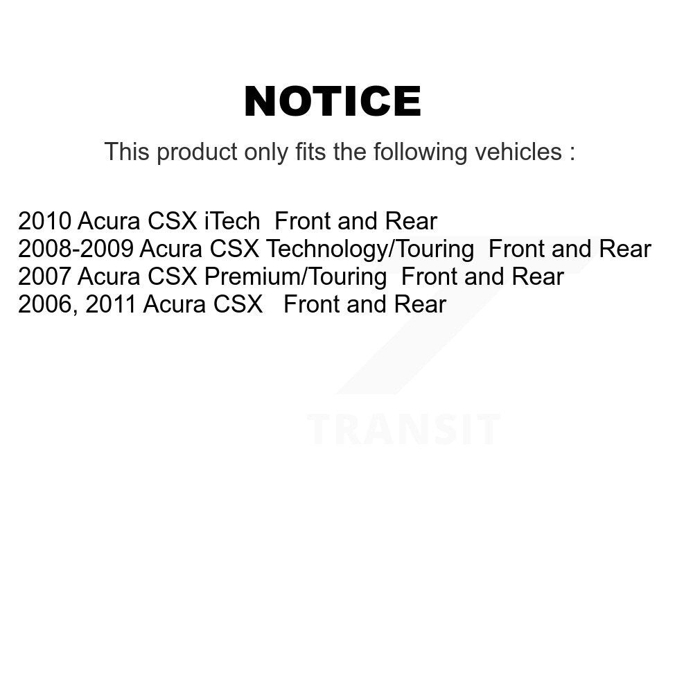 Front Rear Disc Brake Rotors And Ceramic Pads Kit For Acura CSX