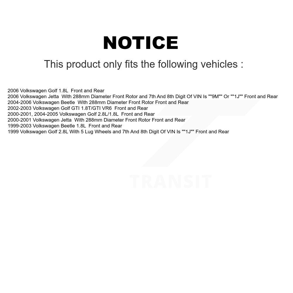Front Rear Disc Brake Rotor And Ceramic Pad Kit For Volkswagen Beetle Jetta Golf