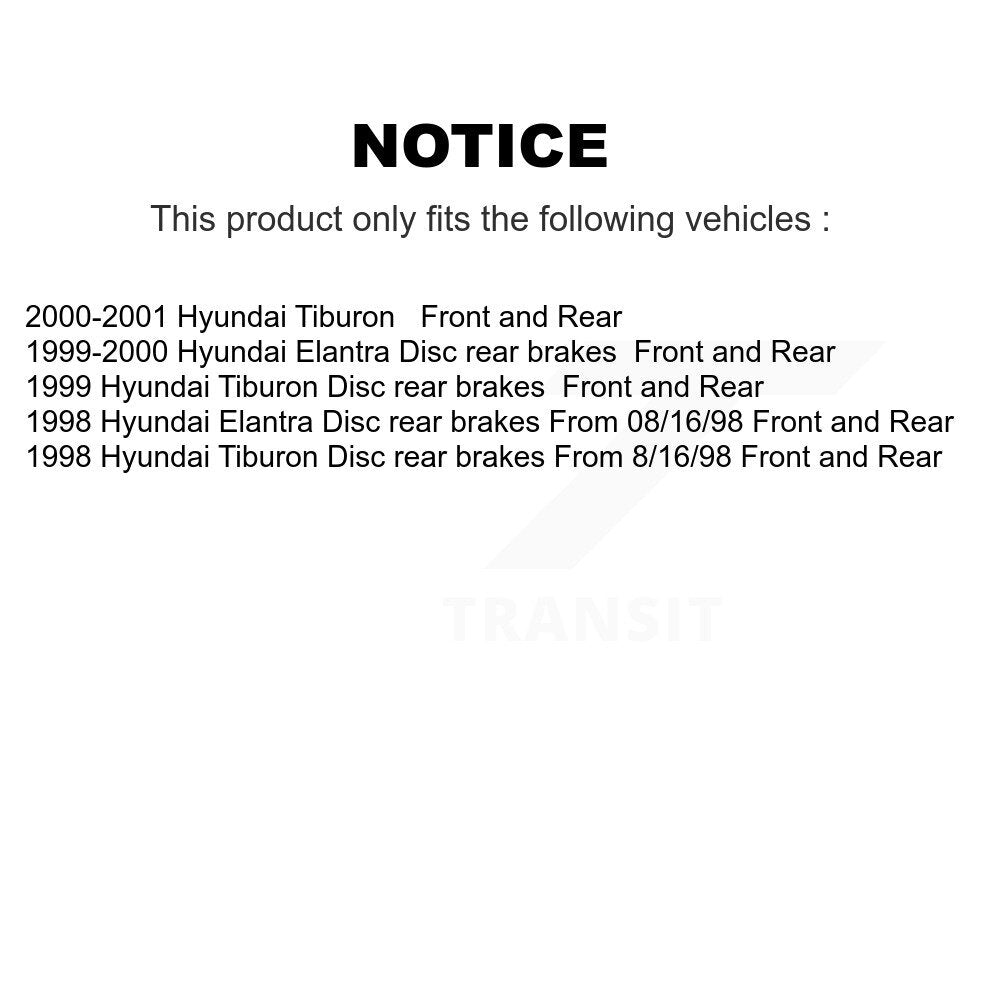 Front Rear Disc Brake Rotors And Ceramic Pads Kit For Hyundai Elantra Tiburon