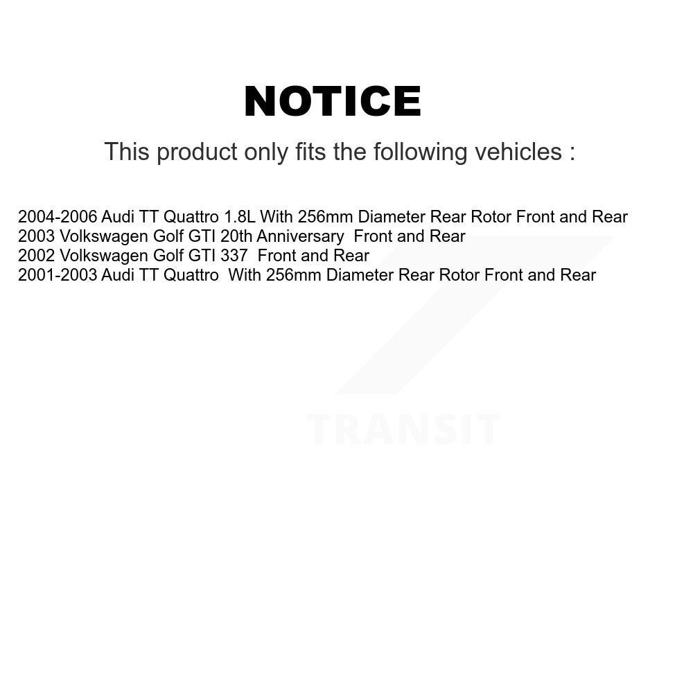 Front Rear Disc Brake Rotors Ceramic Pad Kit For Volkswagen Golf Audi TT Quattro