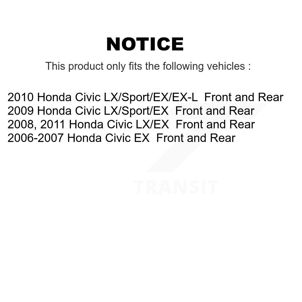 Front Rear Disc Brake Rotors And Ceramic Pads Kit For Honda Civic