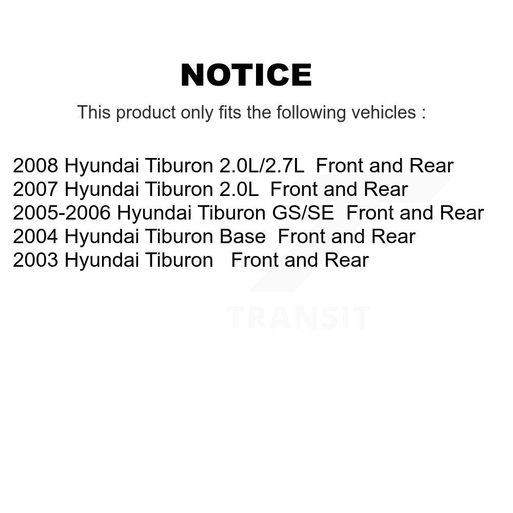 Front Rear Disc Brake Rotors And Ceramic Pads Kit For Hyundai Tiburon