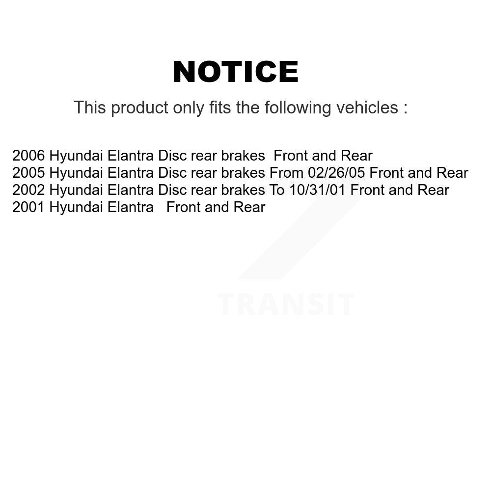 Front Rear Disc Brake Rotors And Ceramic Pads Kit For Hyundai Elantra
