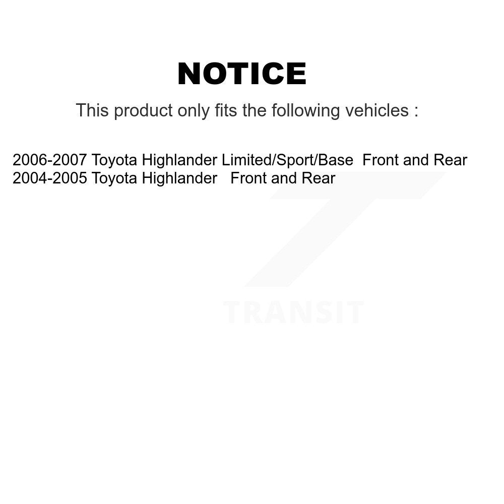 Front Rear Disc Brake Rotors And Ceramic Pads Kit For Toyota Highlander