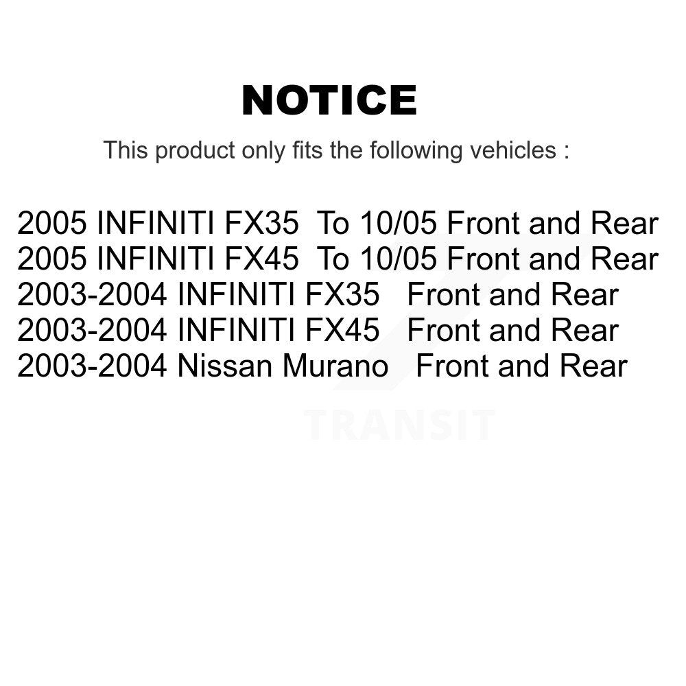 Front Rear Disc Brake Rotor Ceramic Pad Kit For Nissan Murano Infiniti FX35 FX45