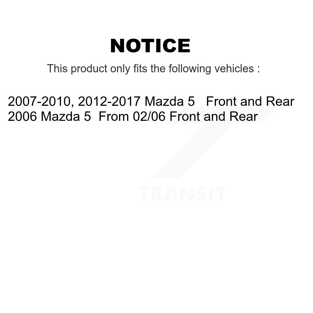 Front Rear Disc Brake Rotors And Ceramic Pads Kit For Mazda 5