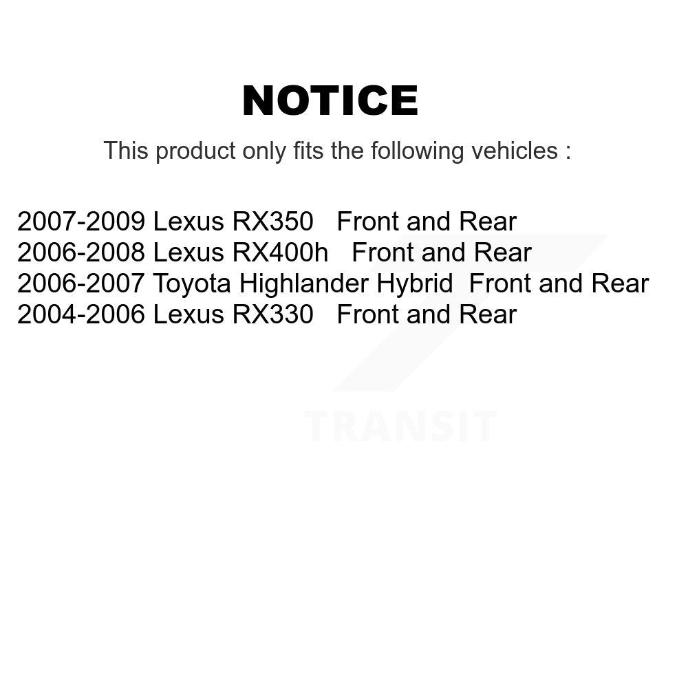 Front Rear Brake Rotor & Ceramic Pad Kit For Lexus Toyota Highlander RX350 RX330